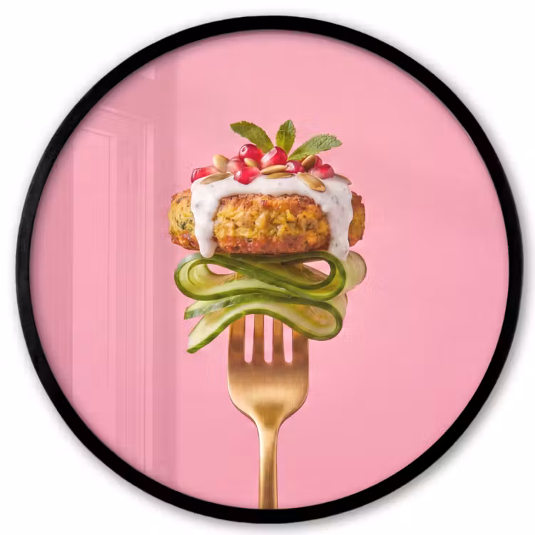 Ronde fotolijst - Eten - Vork - Roze — 1