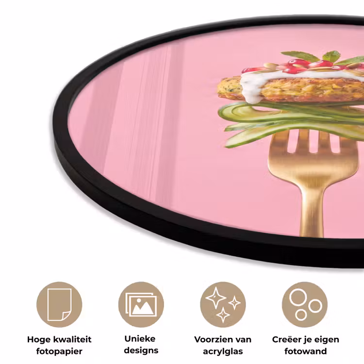 Ronde fotolijst - Eten - Vork - Roze — 2