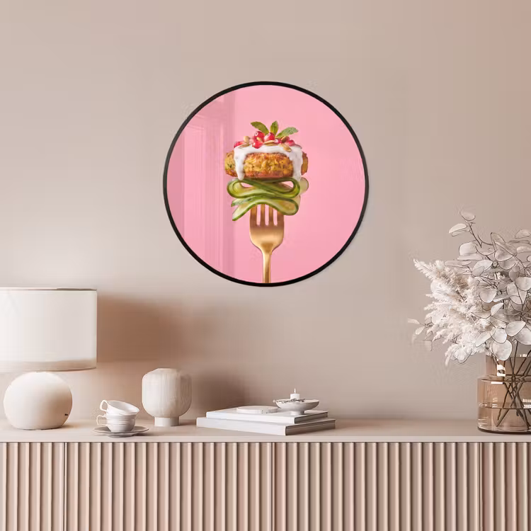 Ronde fotolijst - Eten - Vork - Roze — 5