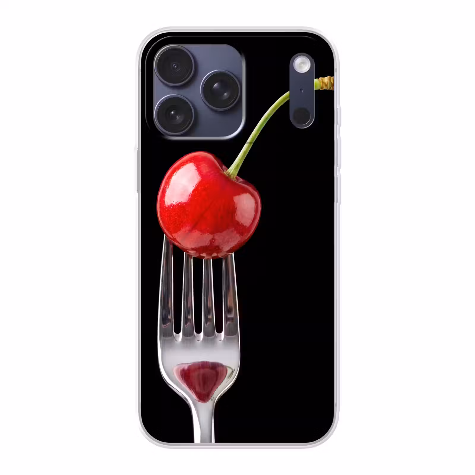 Telefoonhoesje Softcase - Rode kers - Vork — 1