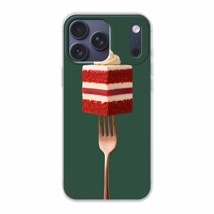 Telefoonhoesje Softcase - Cake - Vork - Rood — 1