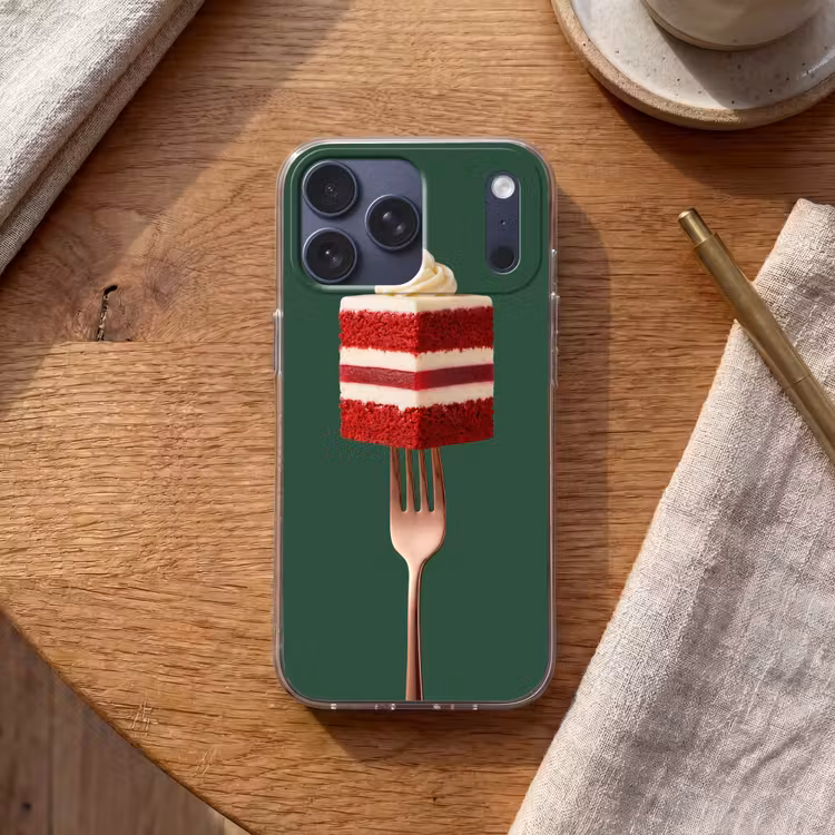 Telefoonhoesje Softcase - Cake - Vork - Rood — 2