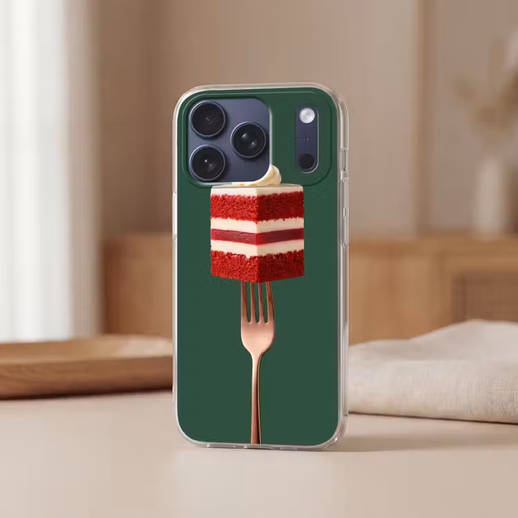 Telefoonhoesje Softcase - Cake - Vork - Rood — 3