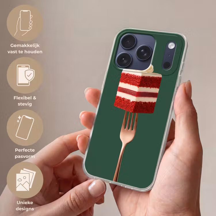 Telefoonhoesje Softcase - Cake - Vork - Rood — 4