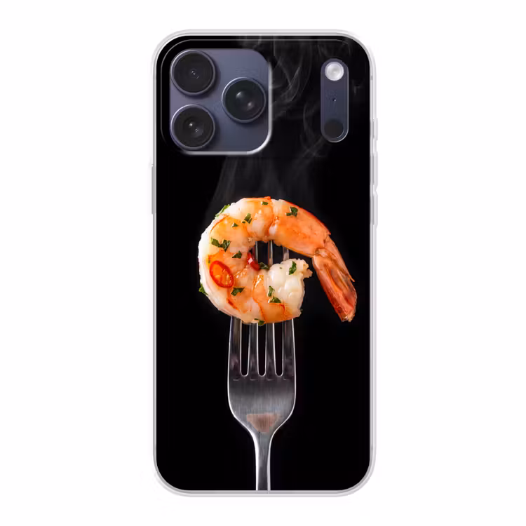Telefoonhoesje Softcase - Eten - Garnaal - Vork — 1
