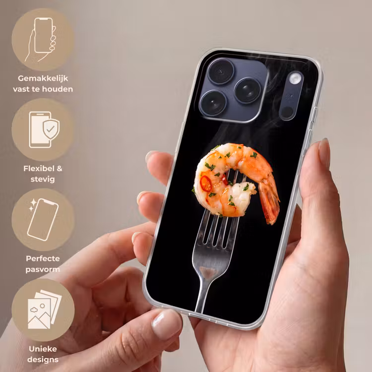 Telefoonhoesje Softcase - Eten - Garnaal - Vork — 4