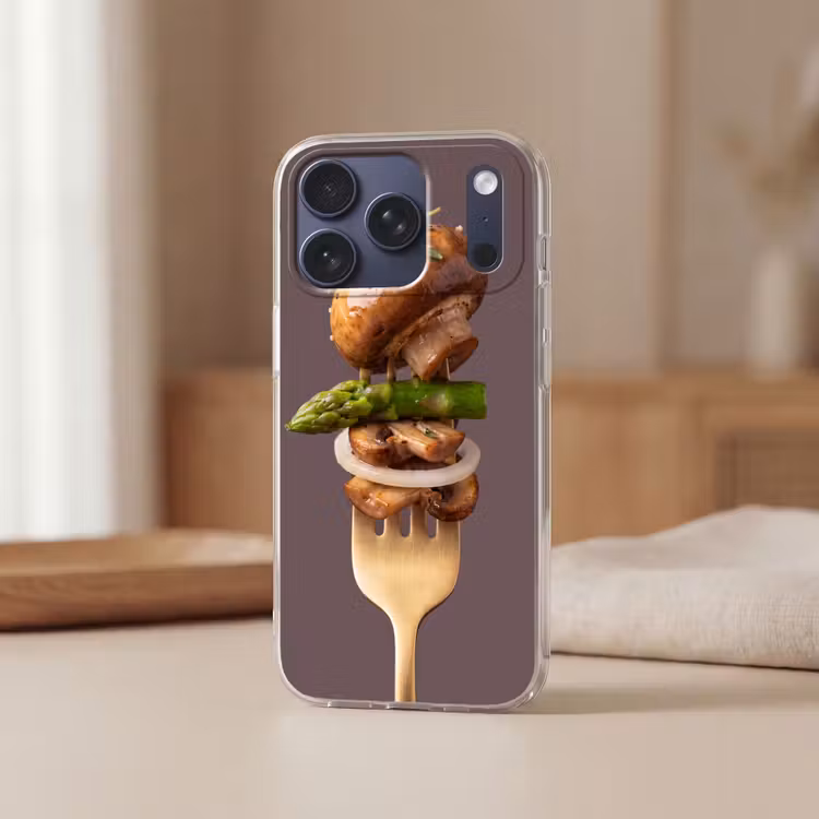 Telefoonhoesje Softcase - Eten - Gestapeld - Vork — 3