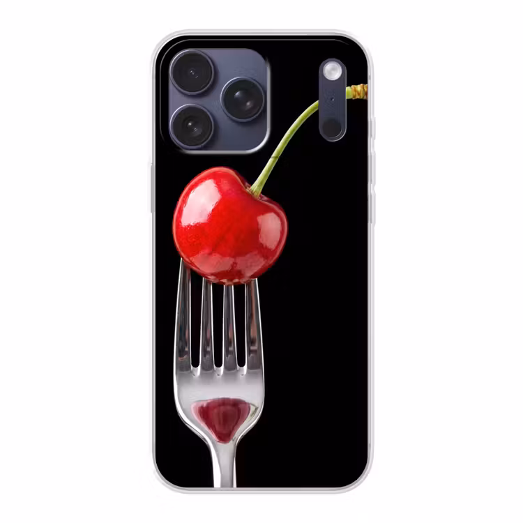 Telefoonhoesje Softcase - Rode kers - Vork — 1