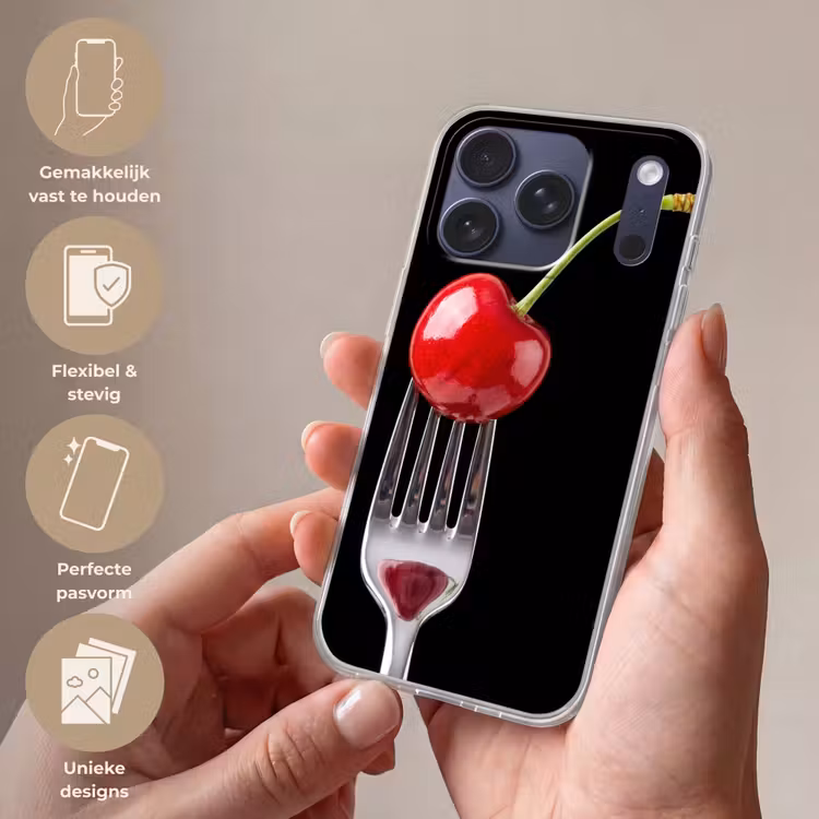 Telefoonhoesje Softcase - Rode kers - Vork — 4