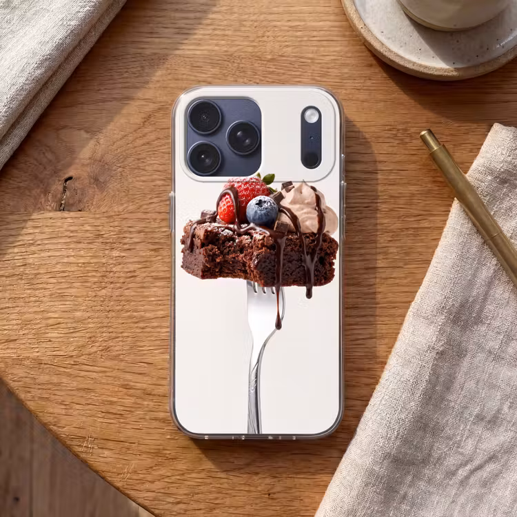 Telefoonhoesje Softcase - Vork - brownie - aardbei — 2