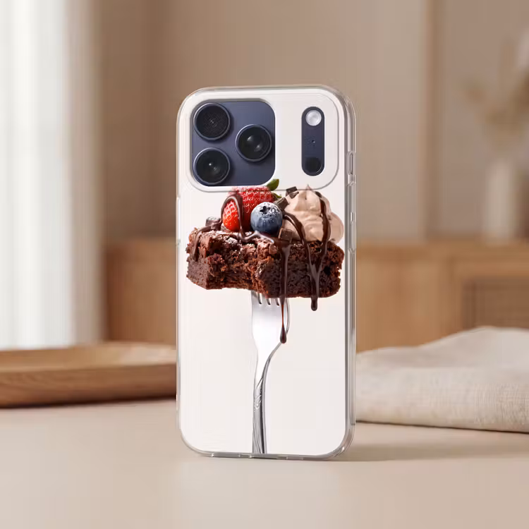 Telefoonhoesje Softcase - Vork - brownie - aardbei — 3