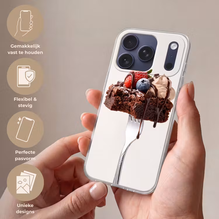 Telefoonhoesje Softcase - Vork - brownie - aardbei — 4