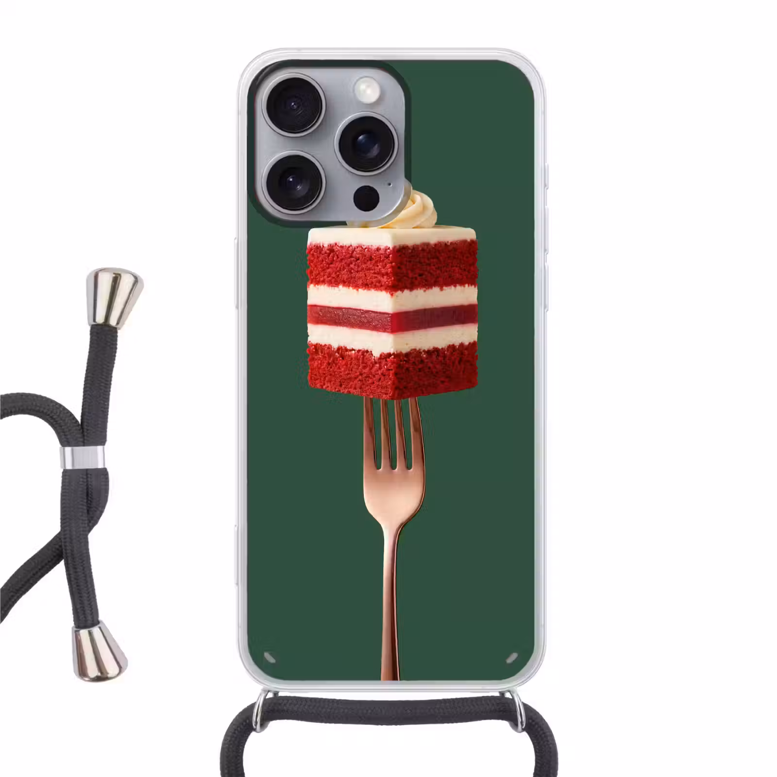 Telefoonhoesje met koord - Cake - Vork - Rood — 1