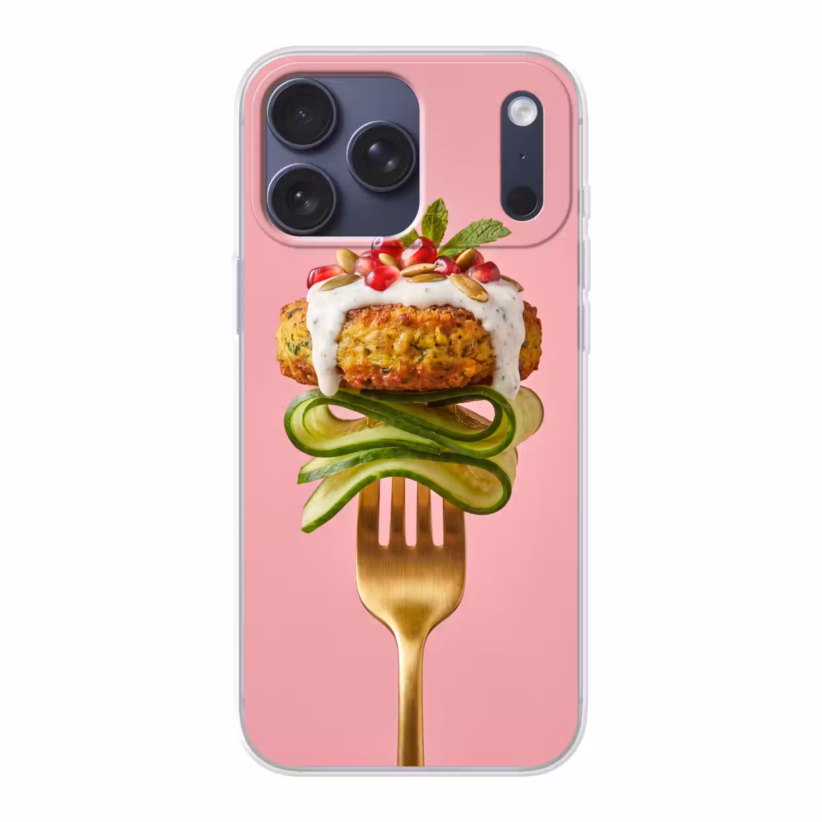 Telefoonhoesje Softcase - Eten - Vork - Roze — 1