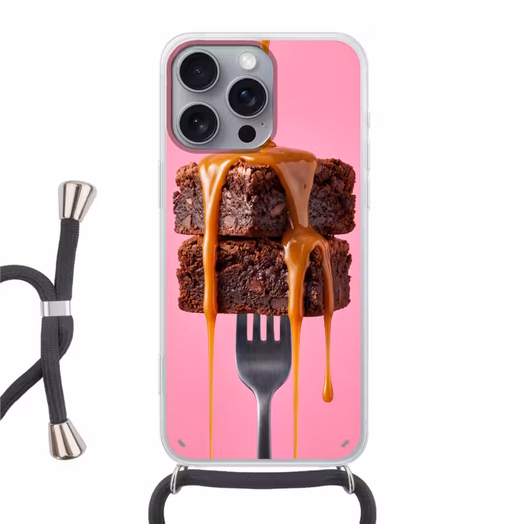 Telefoonhoesje met koord - Brownie - Karamel - Eten — 1