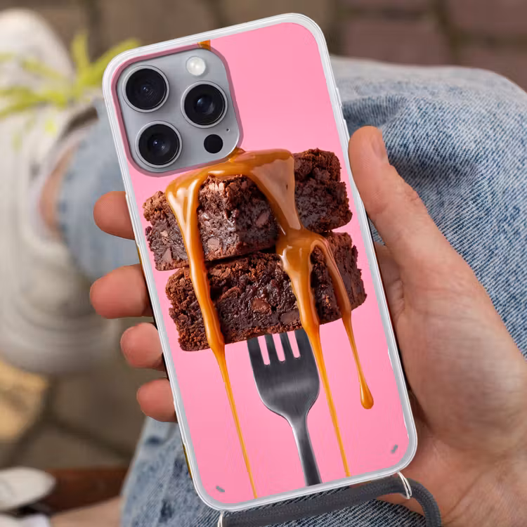 Telefoonhoesje met koord - Brownie - Karamel - Eten — 2