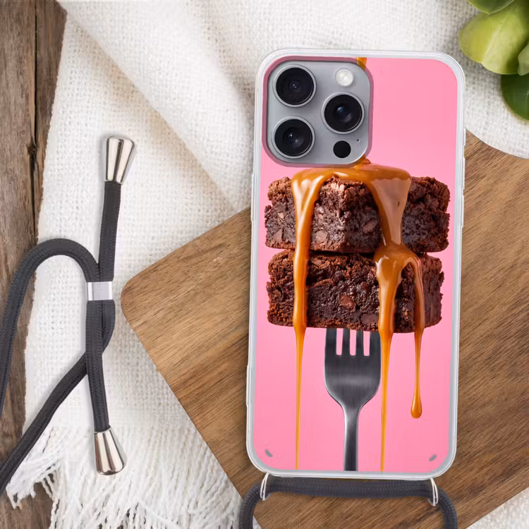 Telefoonhoesje met koord - Brownie - Karamel - Eten — 3