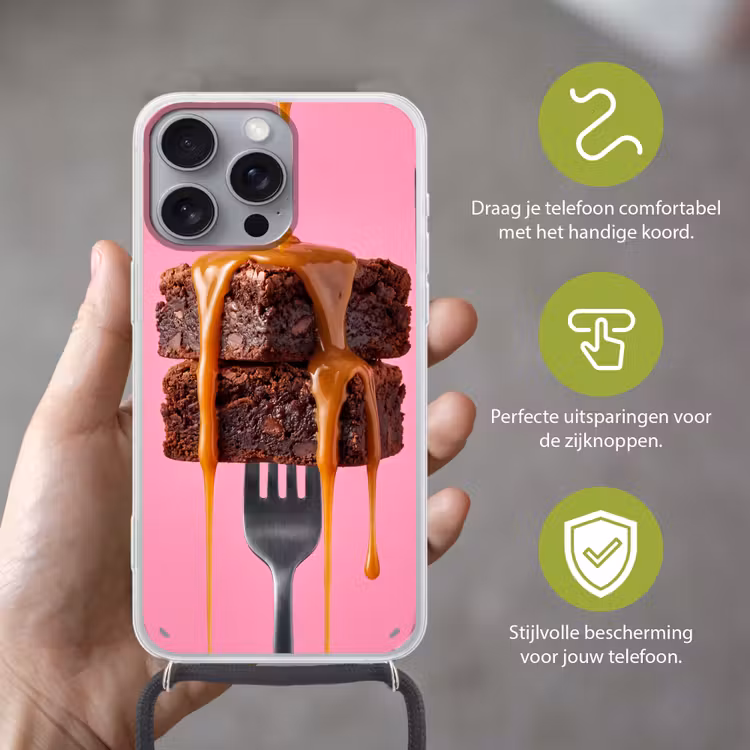 Telefoonhoesje met koord - Brownie - Karamel - Eten — 4