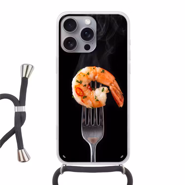 Telefoonhoesje met koord - Eten - Garnaal - Vork — 1