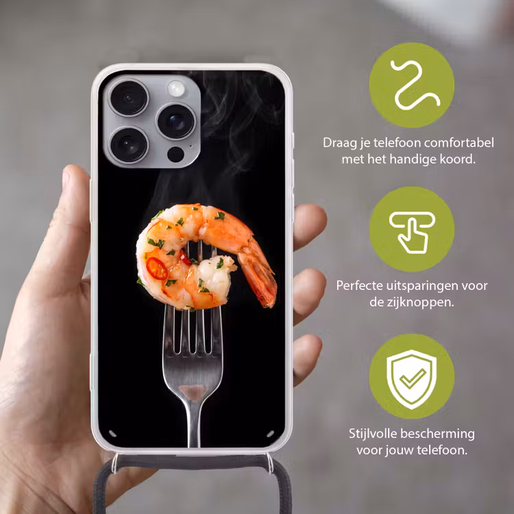 Telefoonhoesje met koord - Eten - Garnaal - Vork — 4