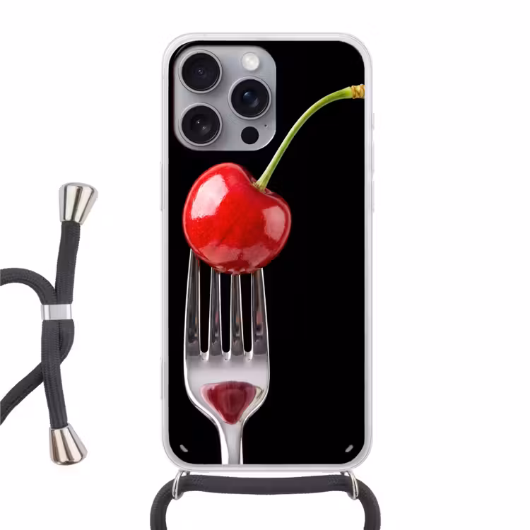 Telefoonhoesje met koord - Rode kers - Vork — 1