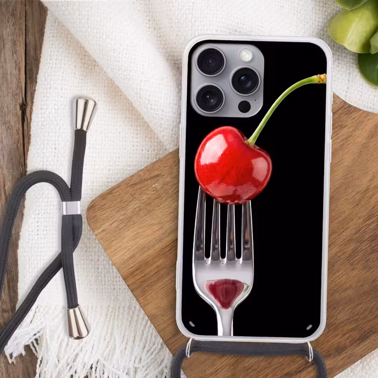 Telefoonhoesje met koord - Rode kers - Vork — 3
