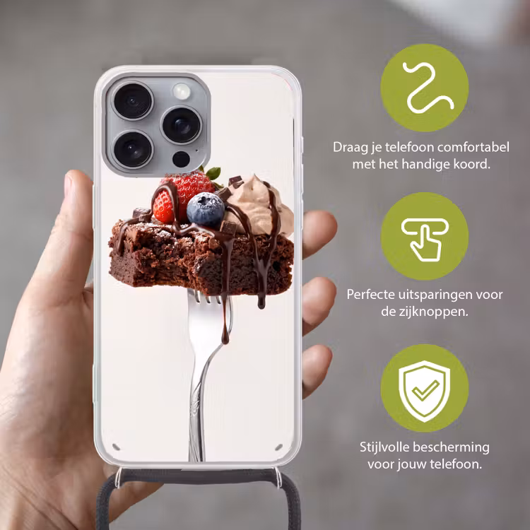 Telefoonhoesje met koord - Vork - brownie - aardbei — 4