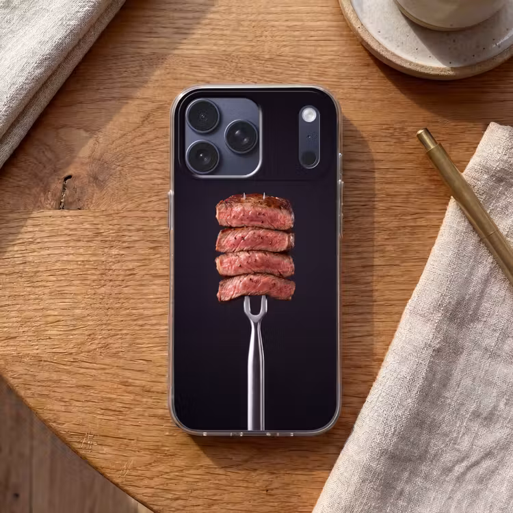Telefoonhoesje Softcase - Eten - Rosé - Vork — 2