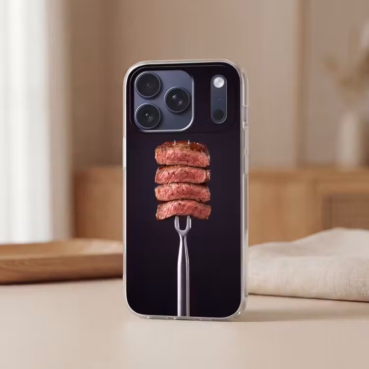 Telefoonhoesje Softcase - Eten - Rosé - Vork — 3