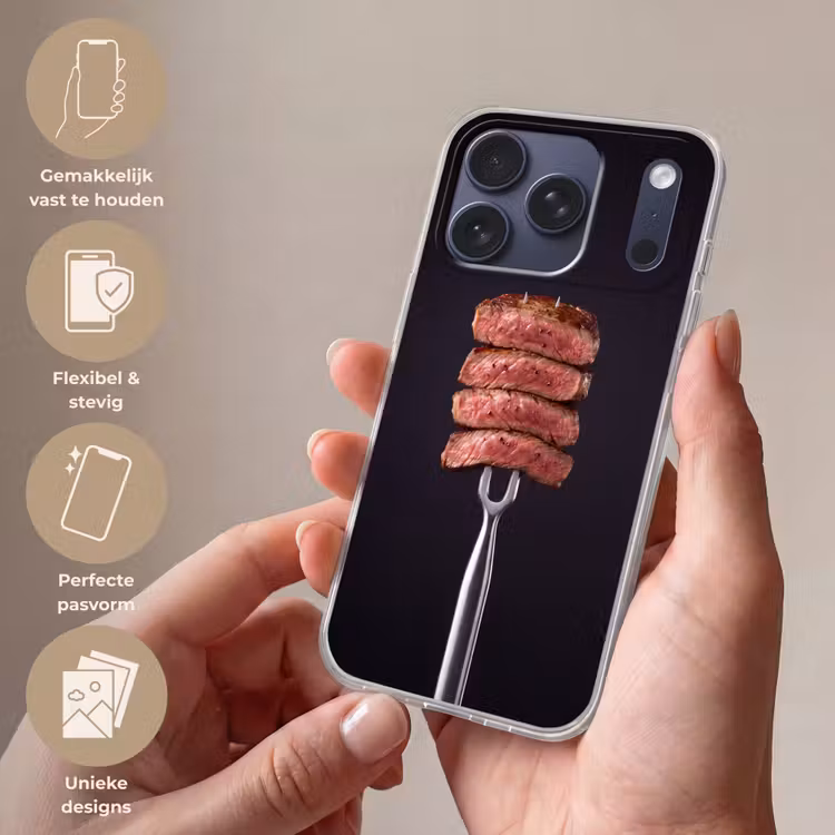 Telefoonhoesje Softcase - Eten - Rosé - Vork — 4