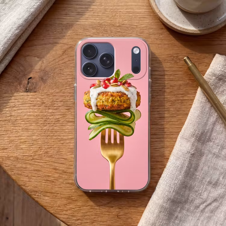 Telefoonhoesje Softcase - Eten - Vork - Roze — 2