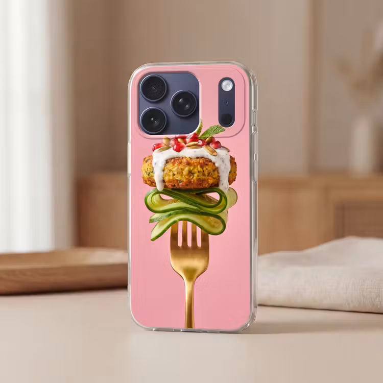 Telefoonhoesje Softcase - Eten - Vork - Roze — 3