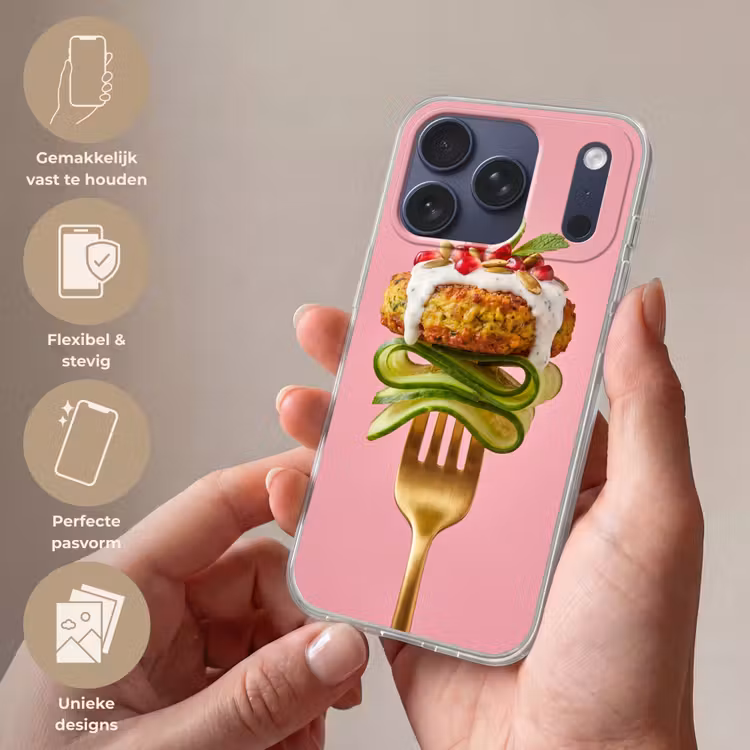 Telefoonhoesje Softcase - Eten - Vork - Roze — 4