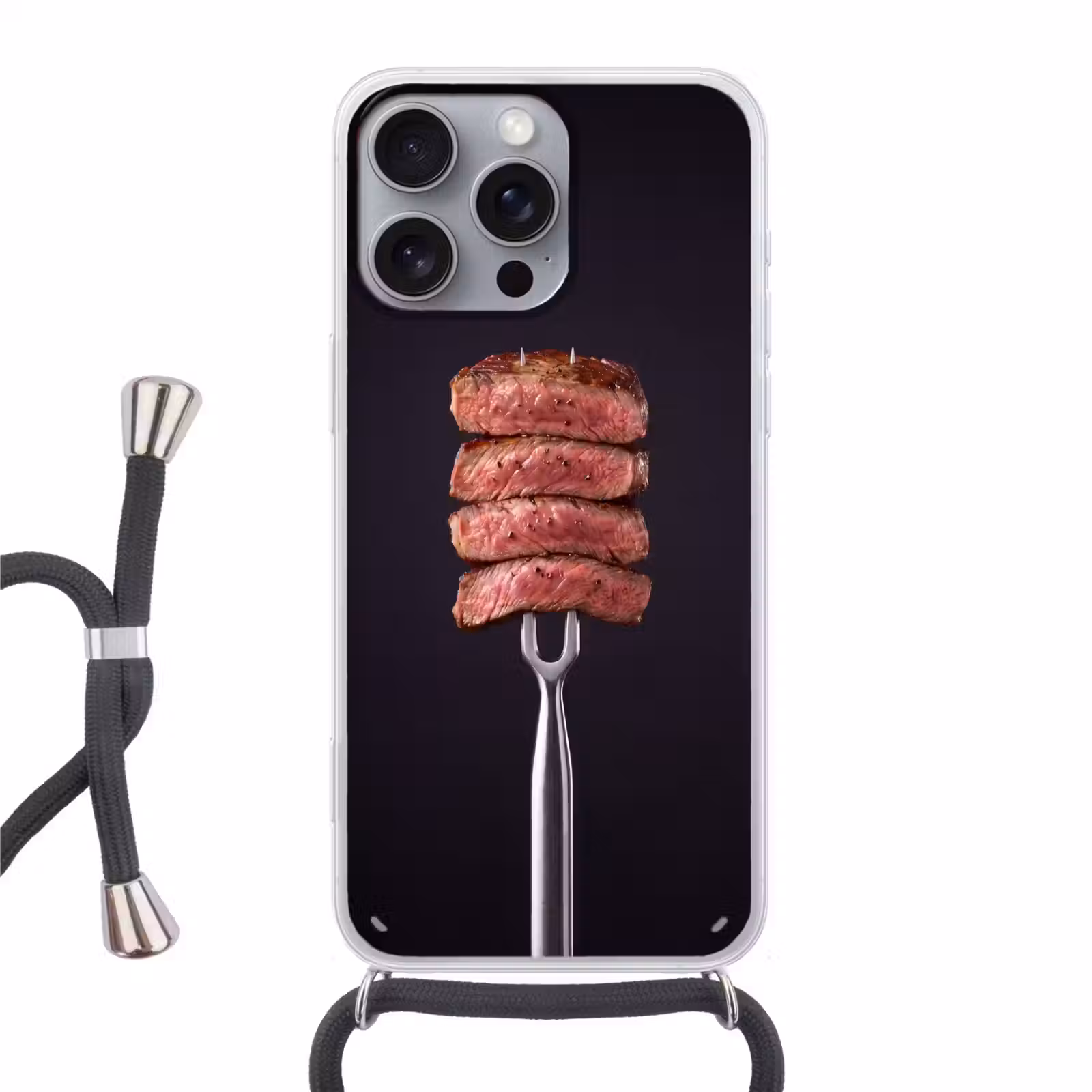 Telefoonhoesje met koord - Eten - Rosé - Vork — 1