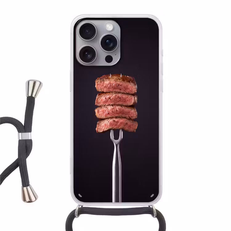 Telefoonhoesje met koord - Eten - Rosé - Vork — 1