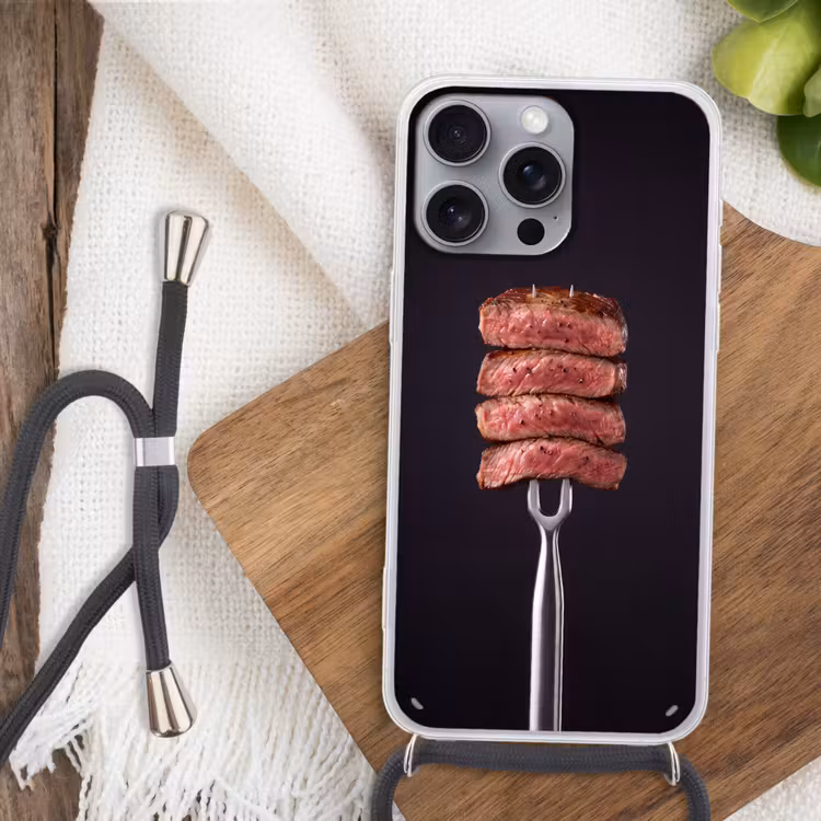 Telefoonhoesje met koord - Eten - Rosé - Vork — 3