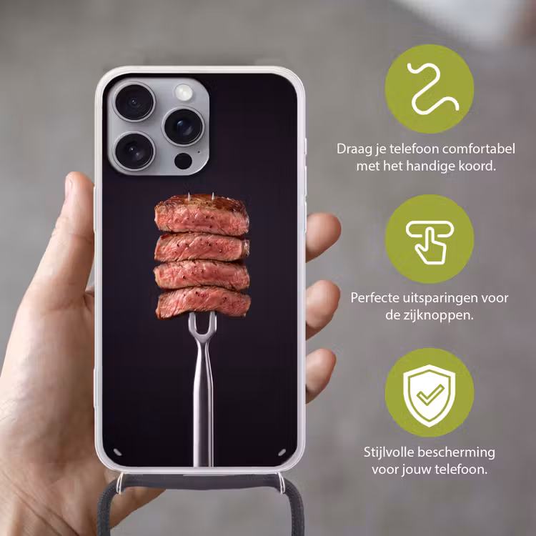 Telefoonhoesje met koord - Eten - Rosé - Vork — 4