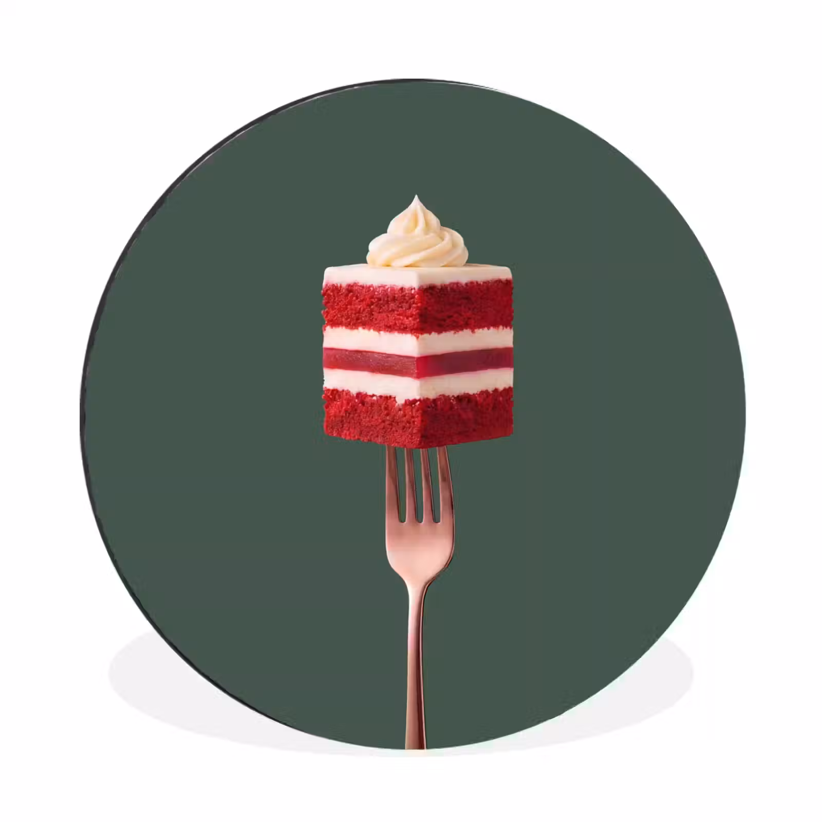 Wandcirkel - Aluminium - Cake - Vork - Rood — 1