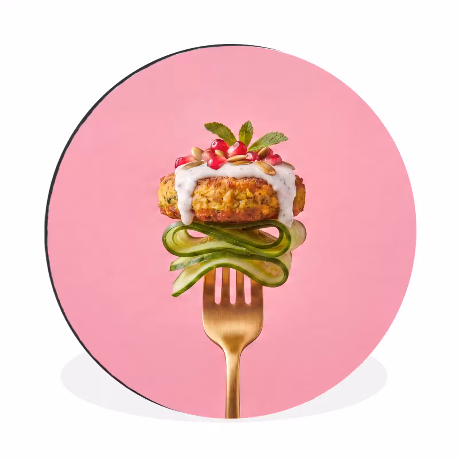 Wandcirkel - Aluminium - Eten - Vork - Roze — 1