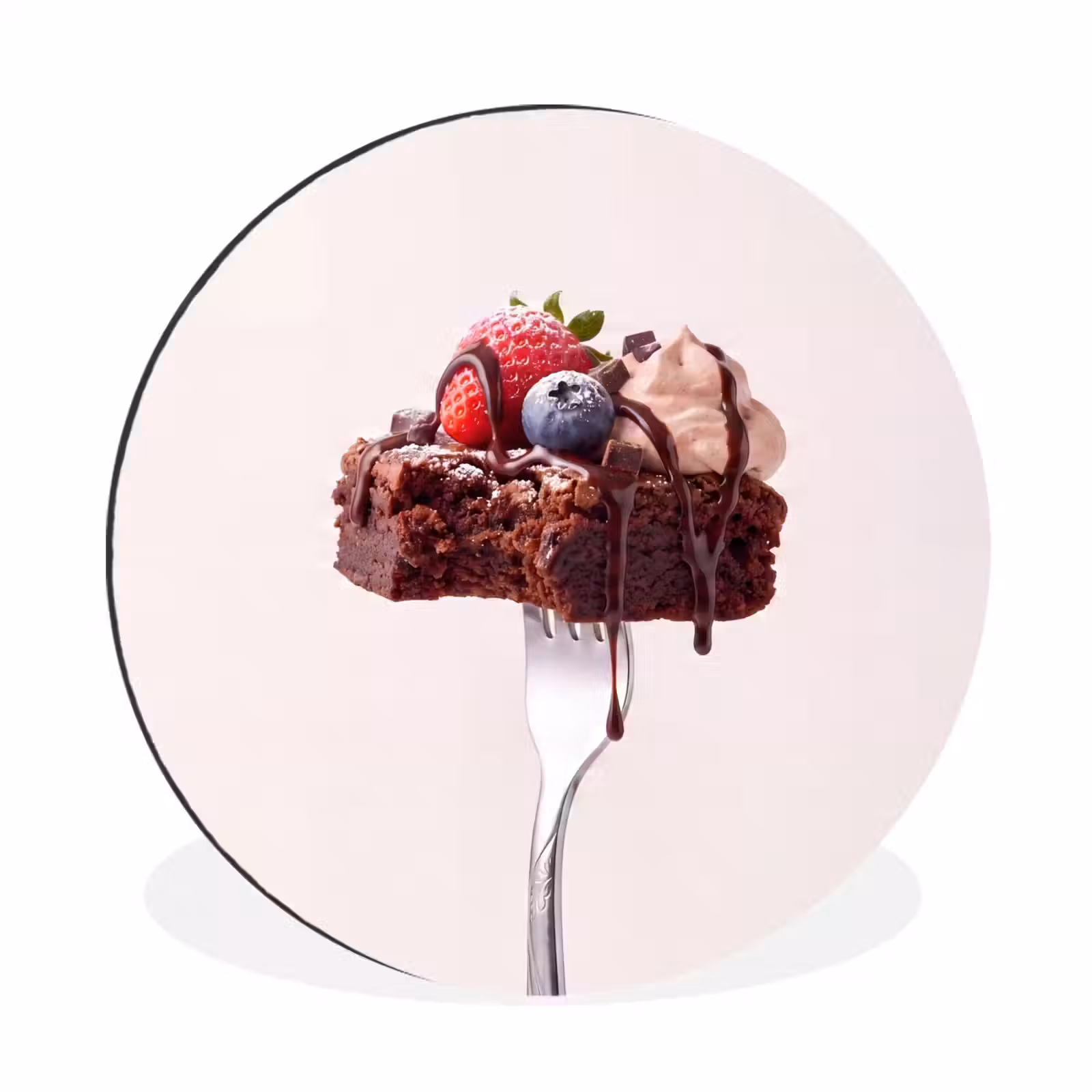 Wandcirkel - Aluminium - Vork - brownie - aardbei — 1