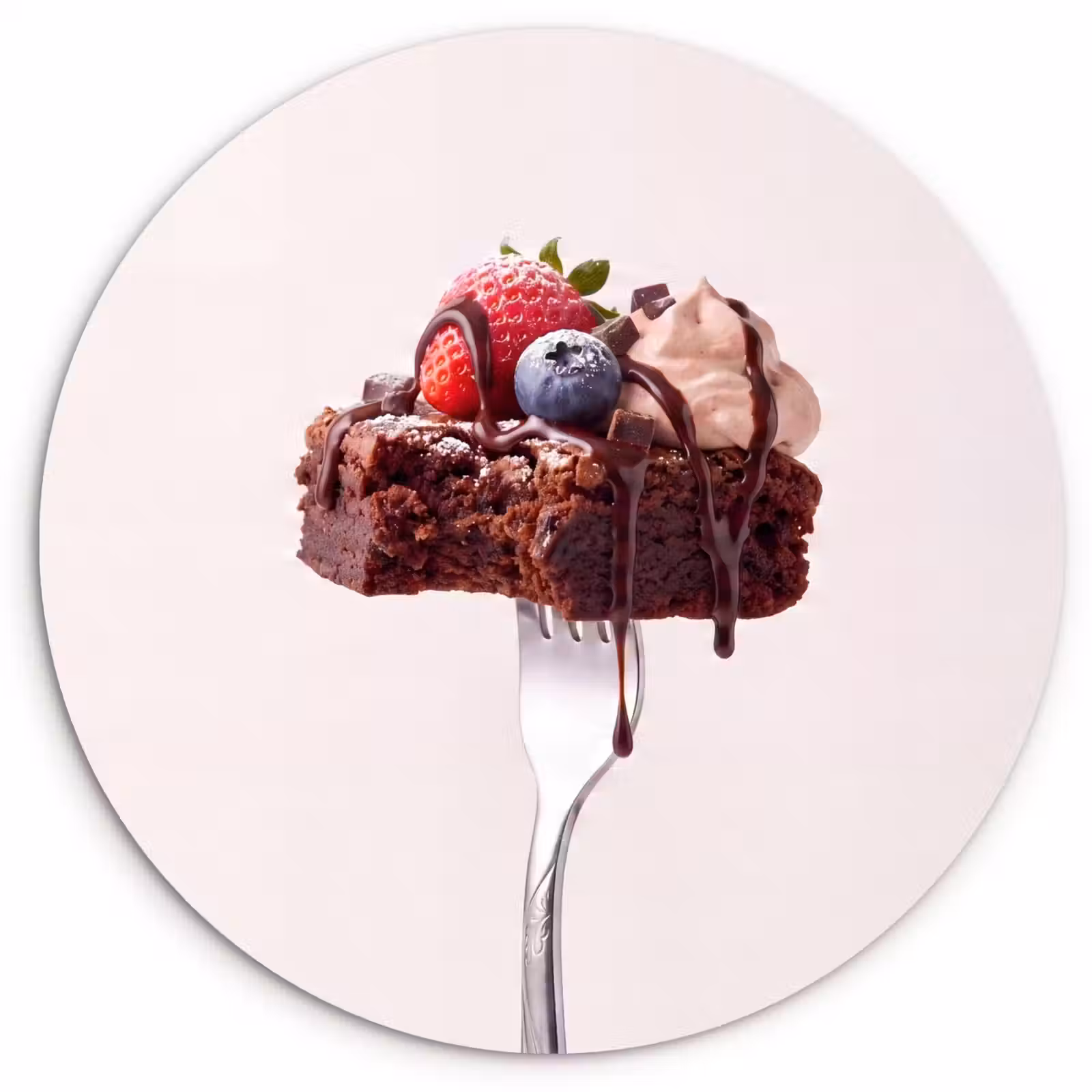 Wandcirkel - Glas - Vork - brownie - aardbei — 1