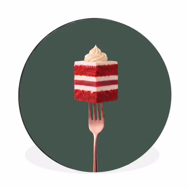 Wandcirkel - Aluminium - Cake - Vork - Rood — 1