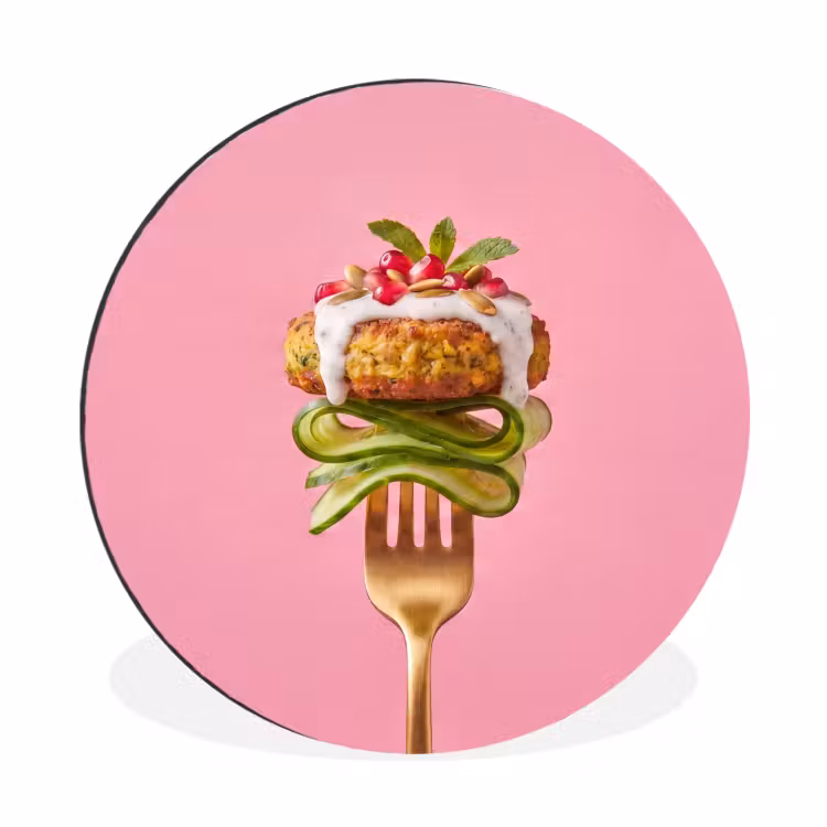 Wandcirkel - Aluminium - Eten - Vork - Roze — 1