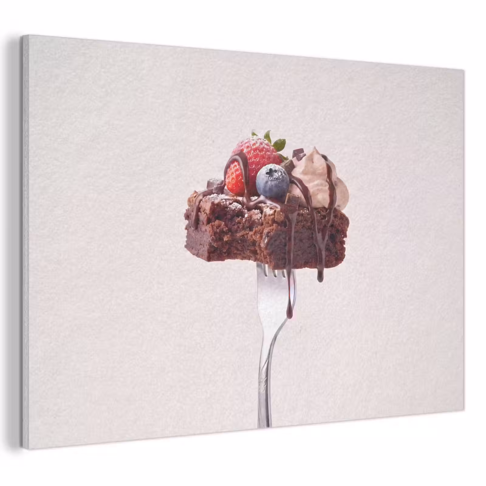 Akoestisch schilderij - Vork - brownie - aardbei — 1
