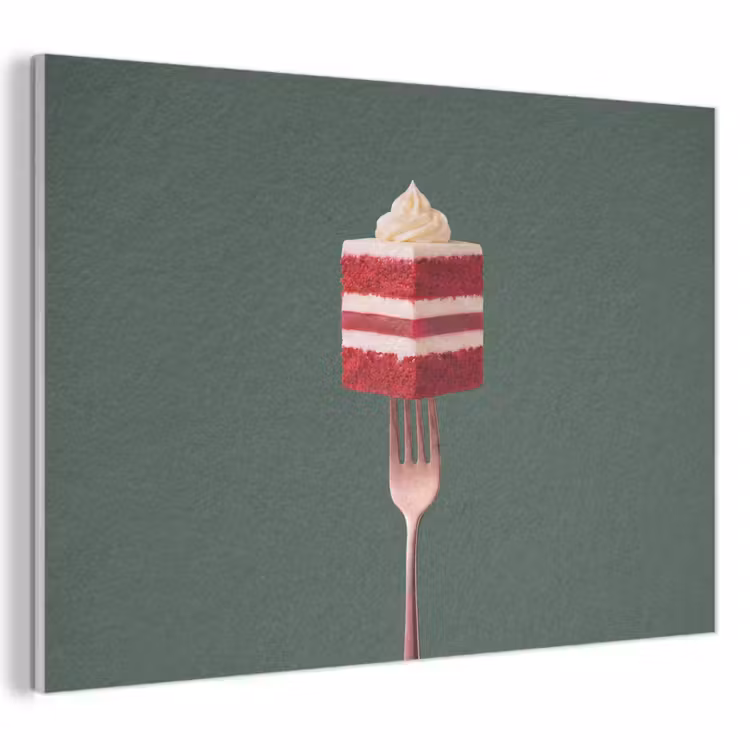 Akoestisch schilderij - Cake - Vork - Rood — 1