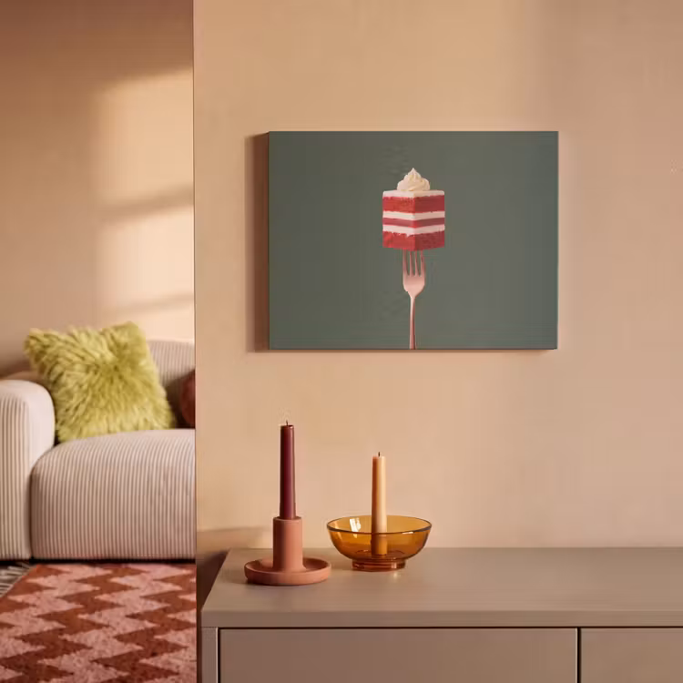 Akoestisch schilderij - Cake - Vork - Rood — 2