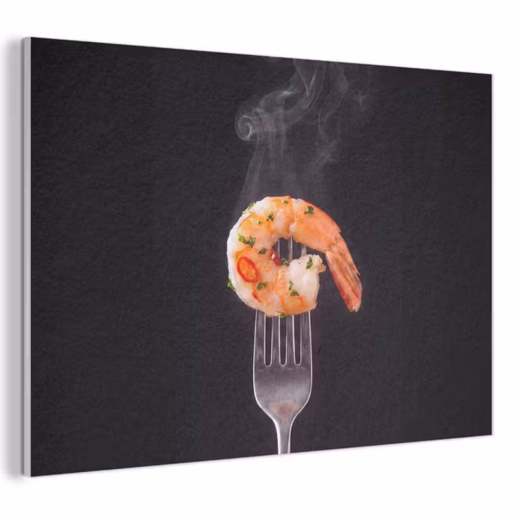 Akoestisch schilderij - Eten - Garnaal - Vork — 1