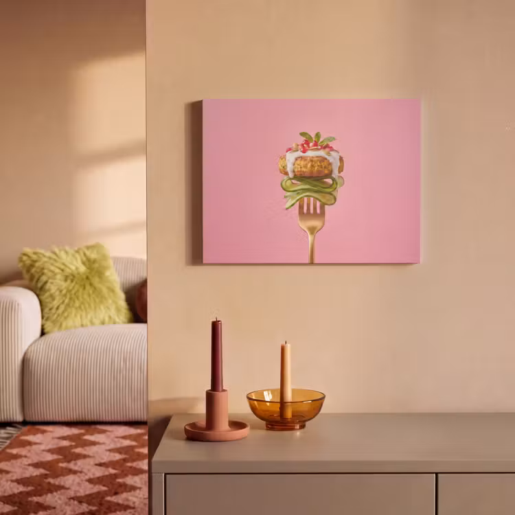 Akoestisch schilderij - Eten - Vork - Roze — 2
