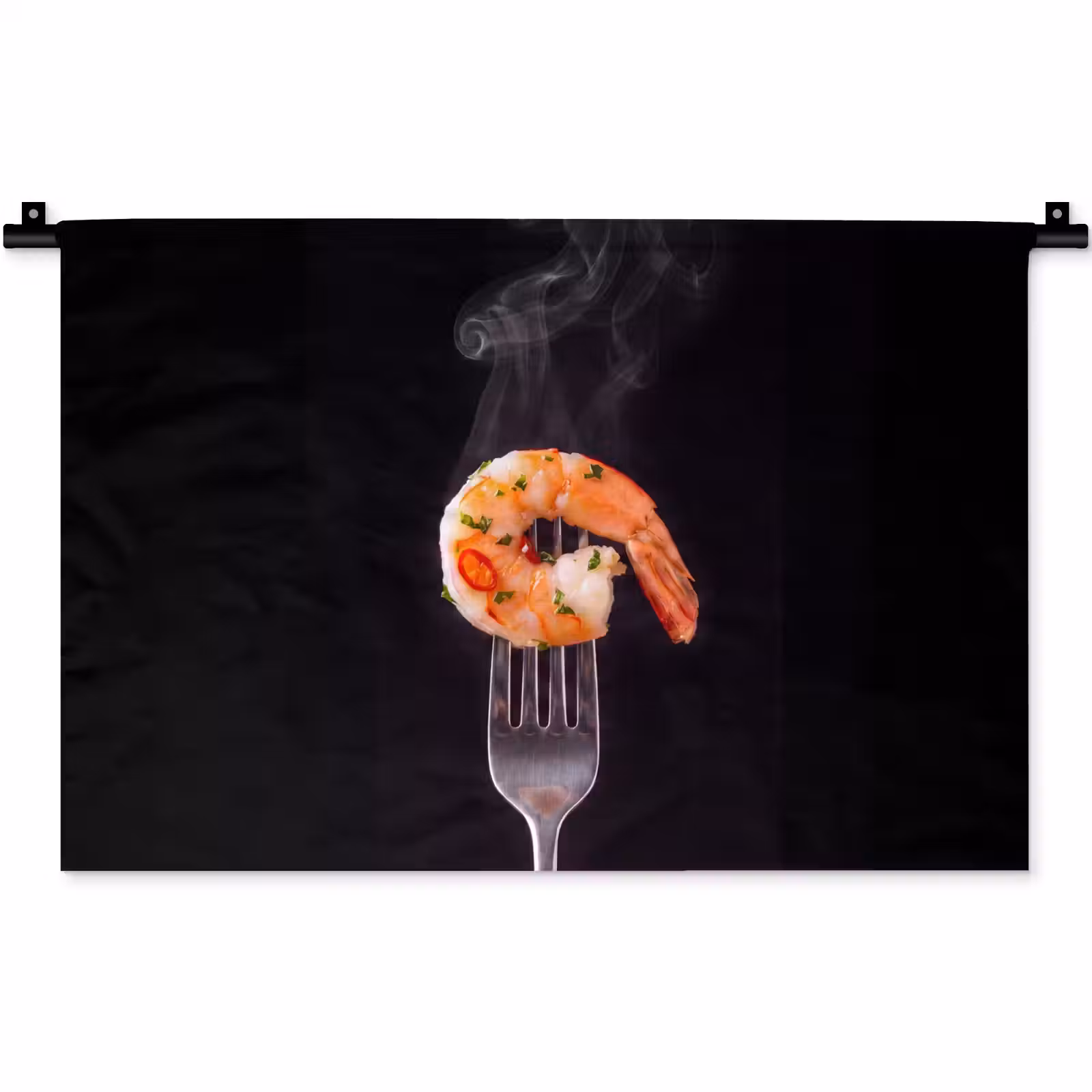 Wandkleed - Eten - Garnaal - Vork — 1