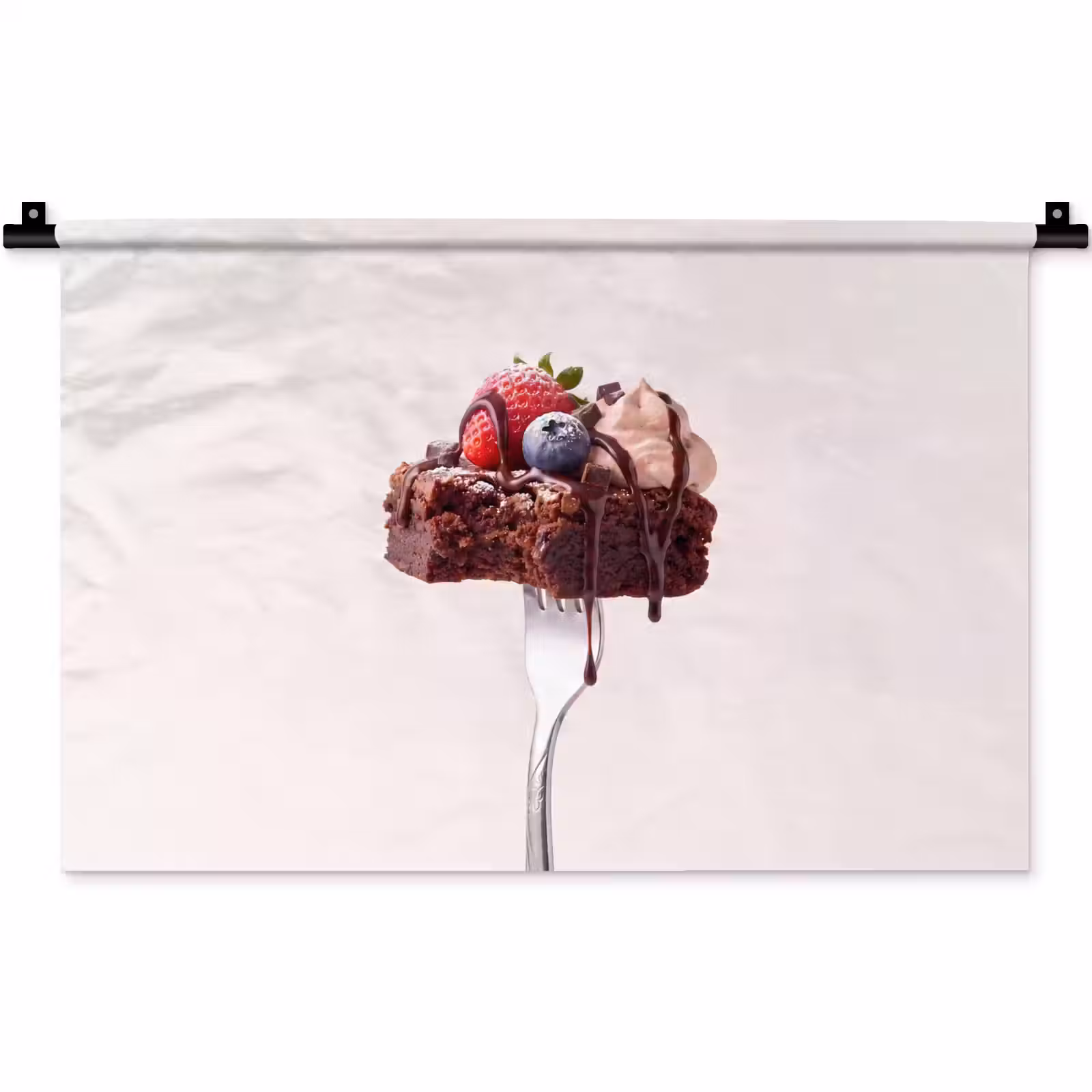 Wandkleed - Vork - brownie - aardbei — 1